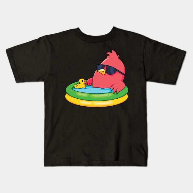 Cool and Relaxed Swimming Sunglasses Bird in a Pool Kids T-Shirt by Normo Apparel